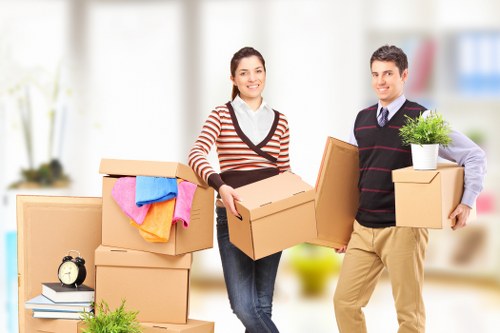 Residential moving preparations in a Pimlico street