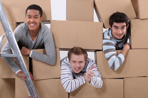 Furniture and boxes arranged for a student move in Pimlico