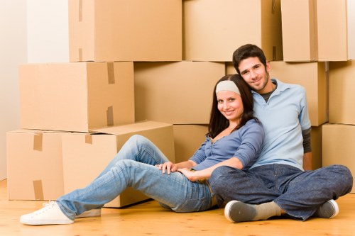 Packed boxes ready for flat removals in Pimlico